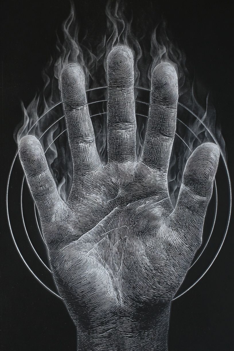 Hand in Flames — Fine Art Print. poster — fine-art art