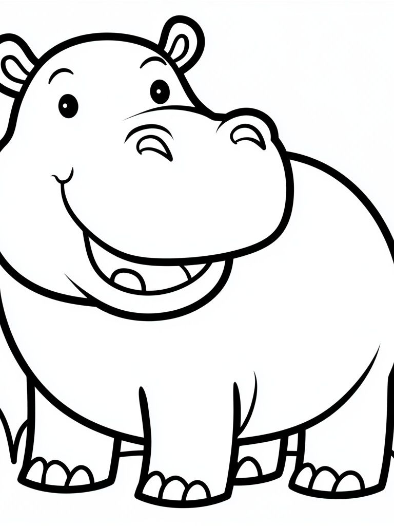 Happy Hippo Cartoon Poster. poster detail