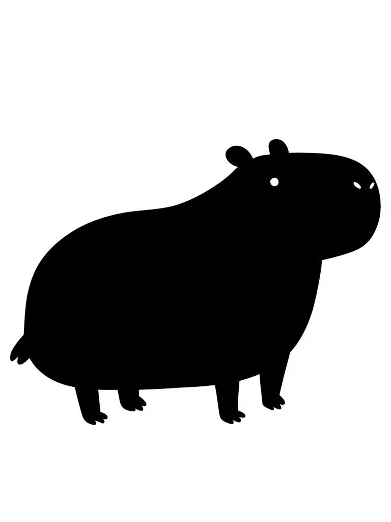 Cute Hippo Silhouette Print. poster — animals art