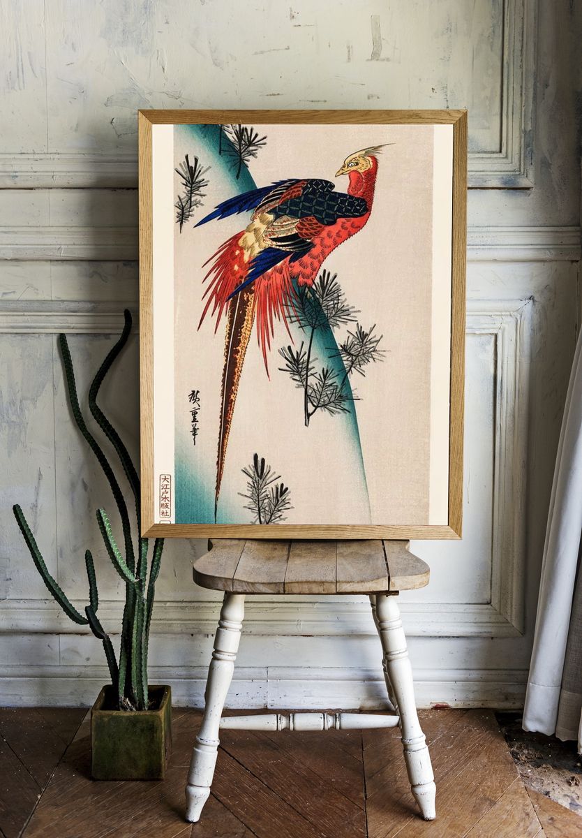 ukiyo-e illustration, Pheasant & Small. room preview