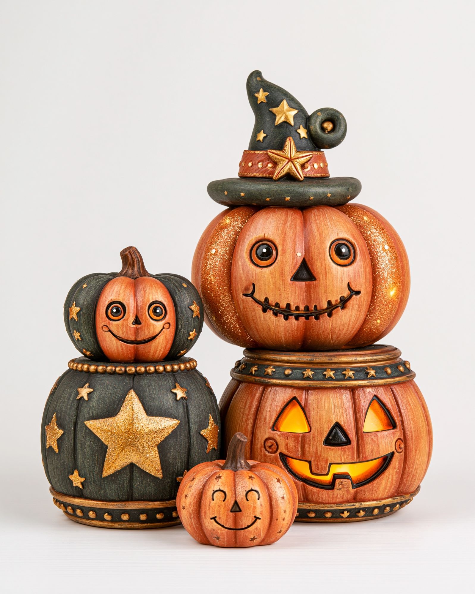 Halloween Pumpkin Stack Illustration Poster. poster detail