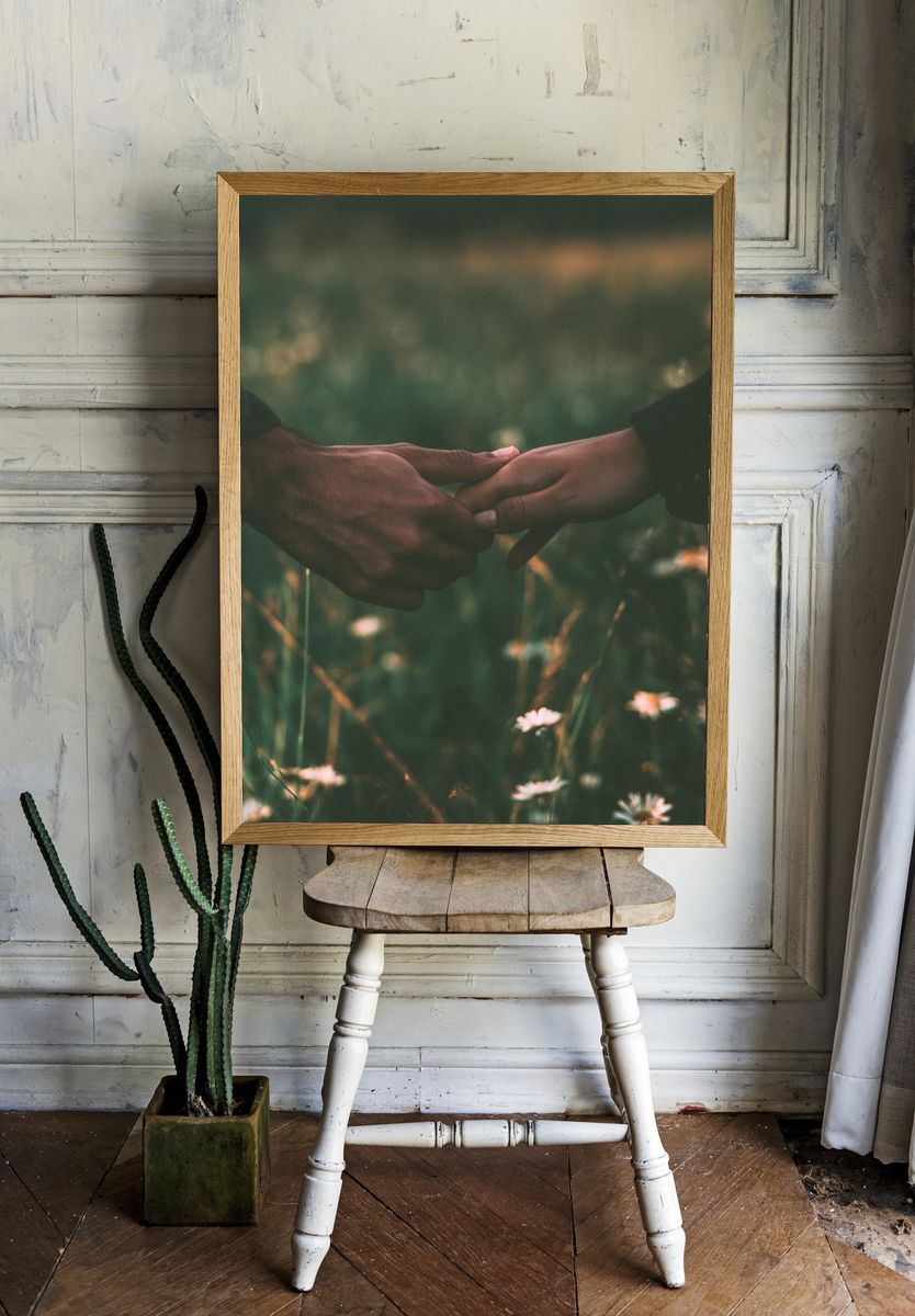 Hands in Meadow Photography Poster. room preview