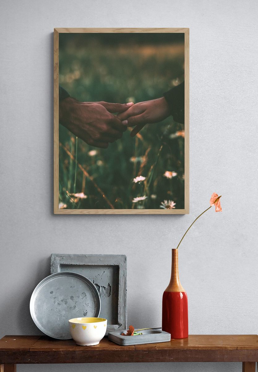 Hands in Meadow Photography Poster. — room view 3