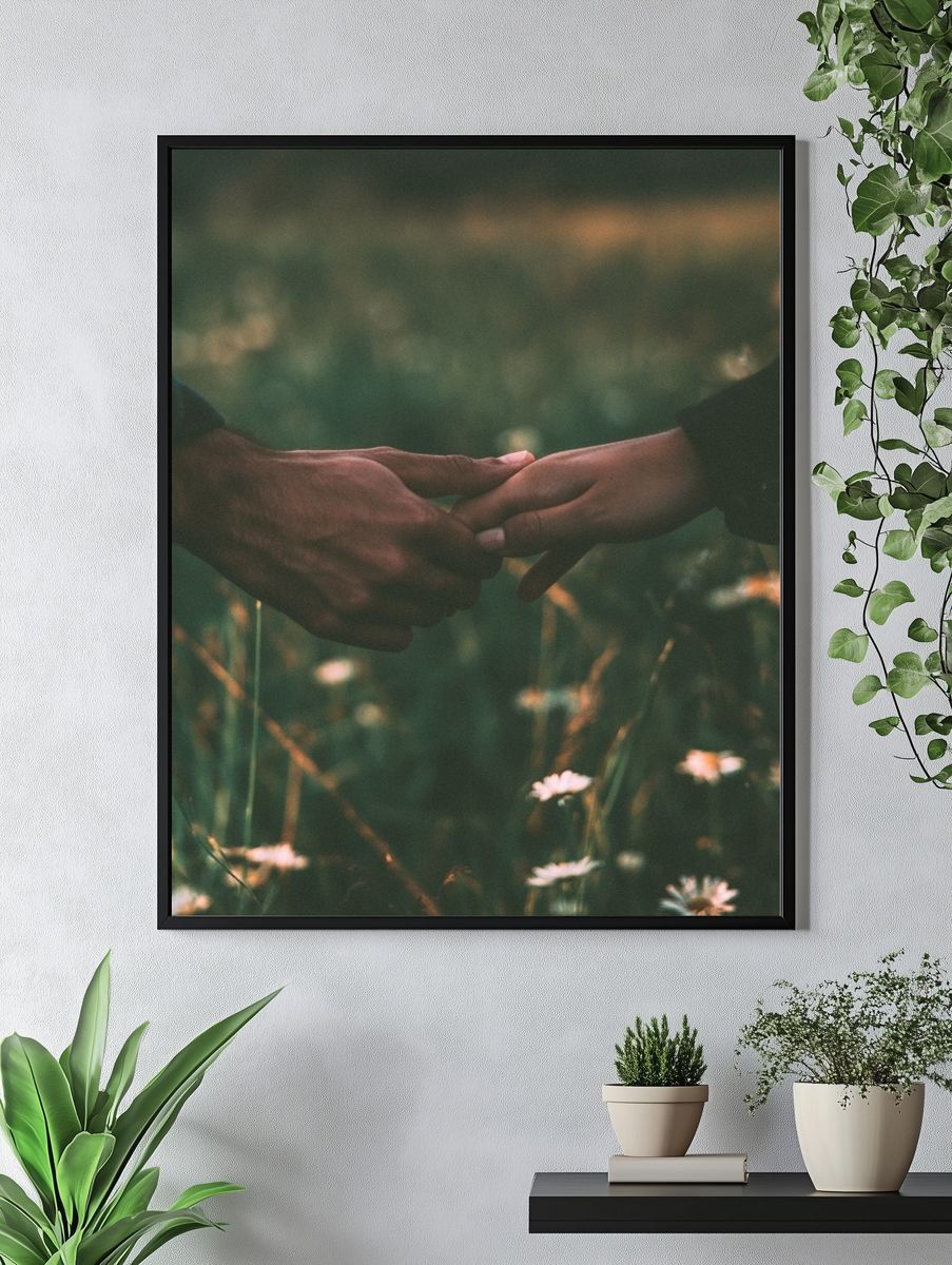 Hands in Meadow Photography Poster. — room view 4
