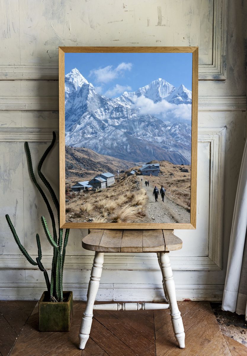 Snowy Himalayan Peaks Photography Poster. — room view 1