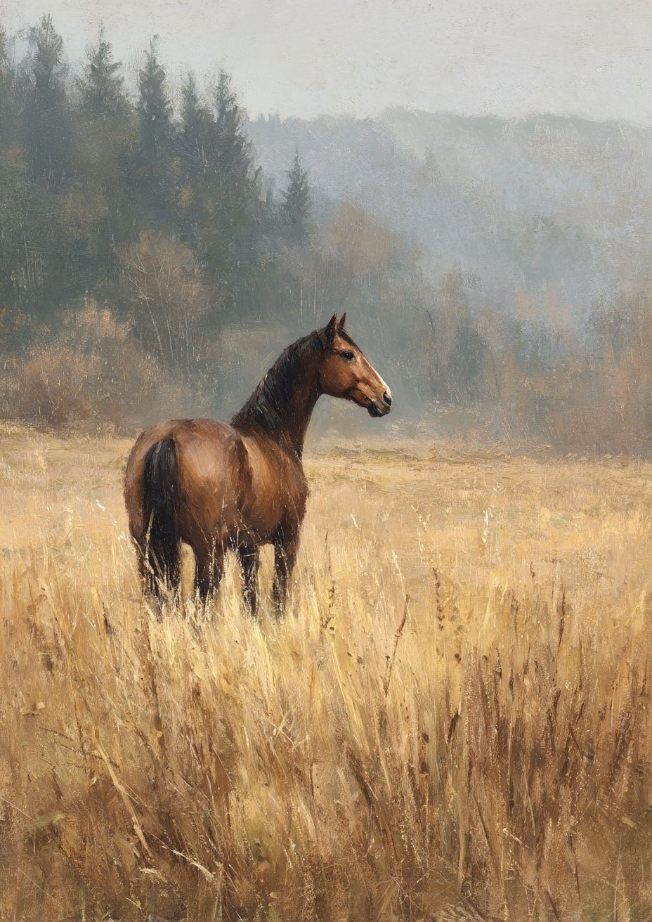 Majestic Horse in Meadow — Fine Art Print. poster — fine-art art