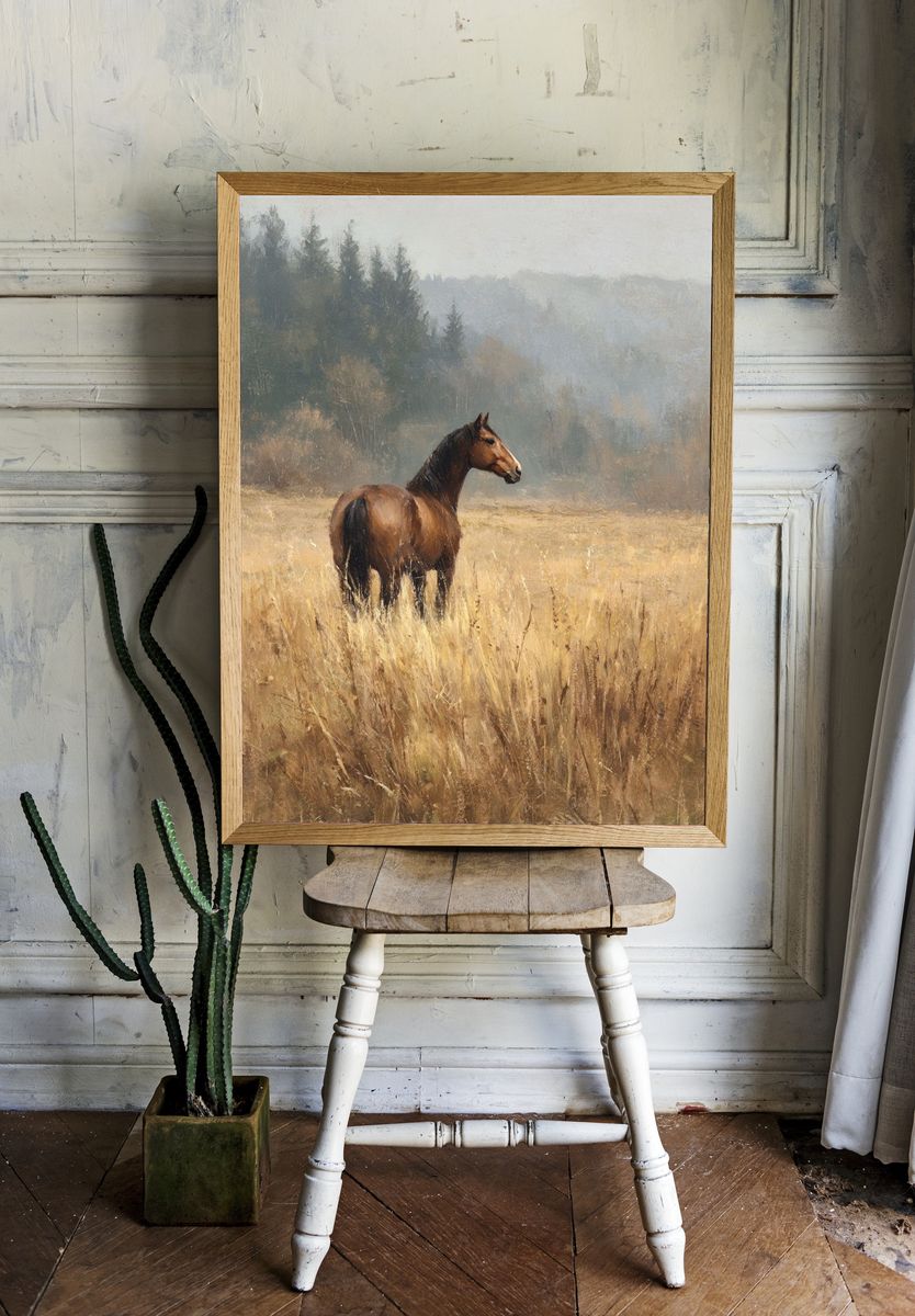 Majestic Horse in Meadow — Fine Art Print room preview