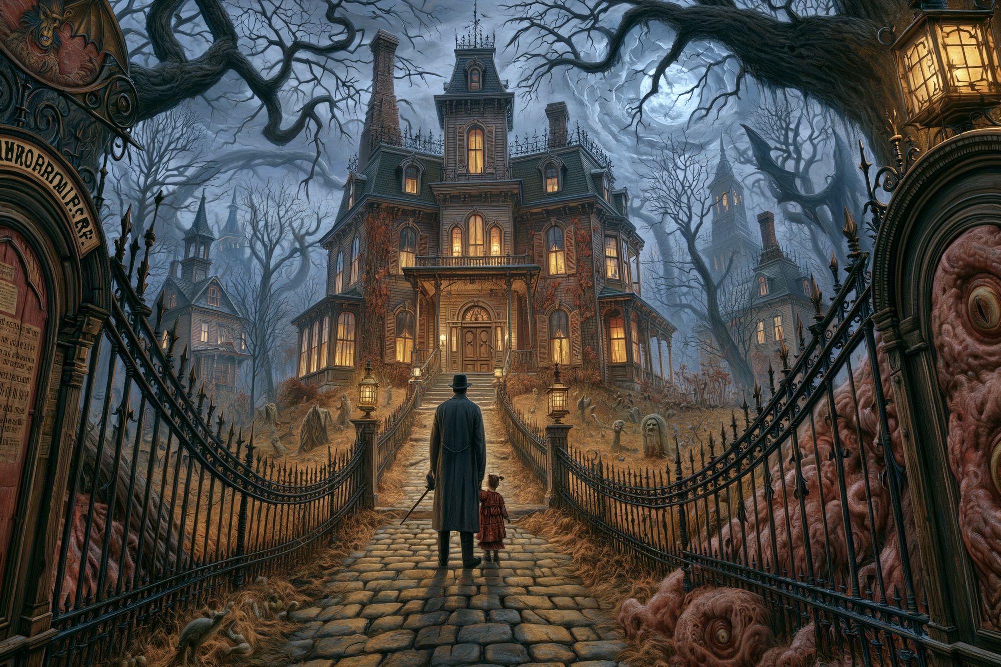 Haunted Victorian Manor Print. poster — illustration art