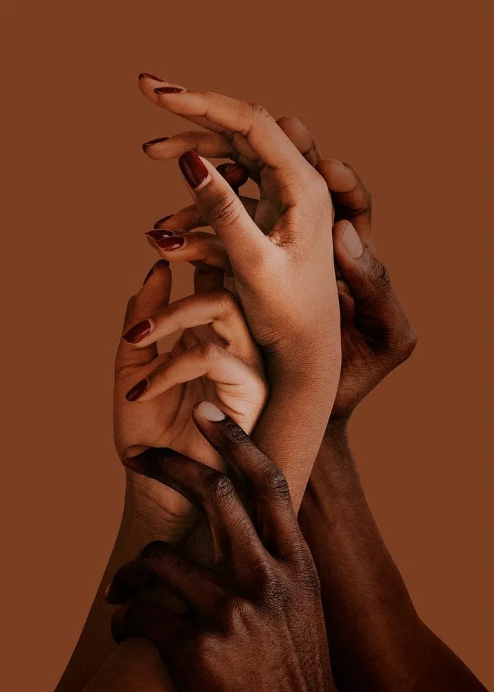 Four hands reaching up. poster — photography art
