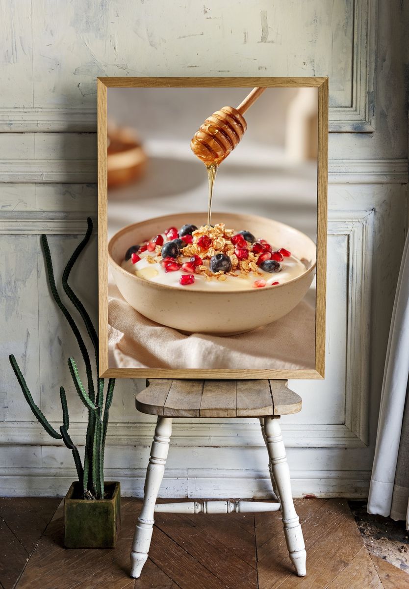 Honey Yogurt Bowl Photography Poster. — room view 1