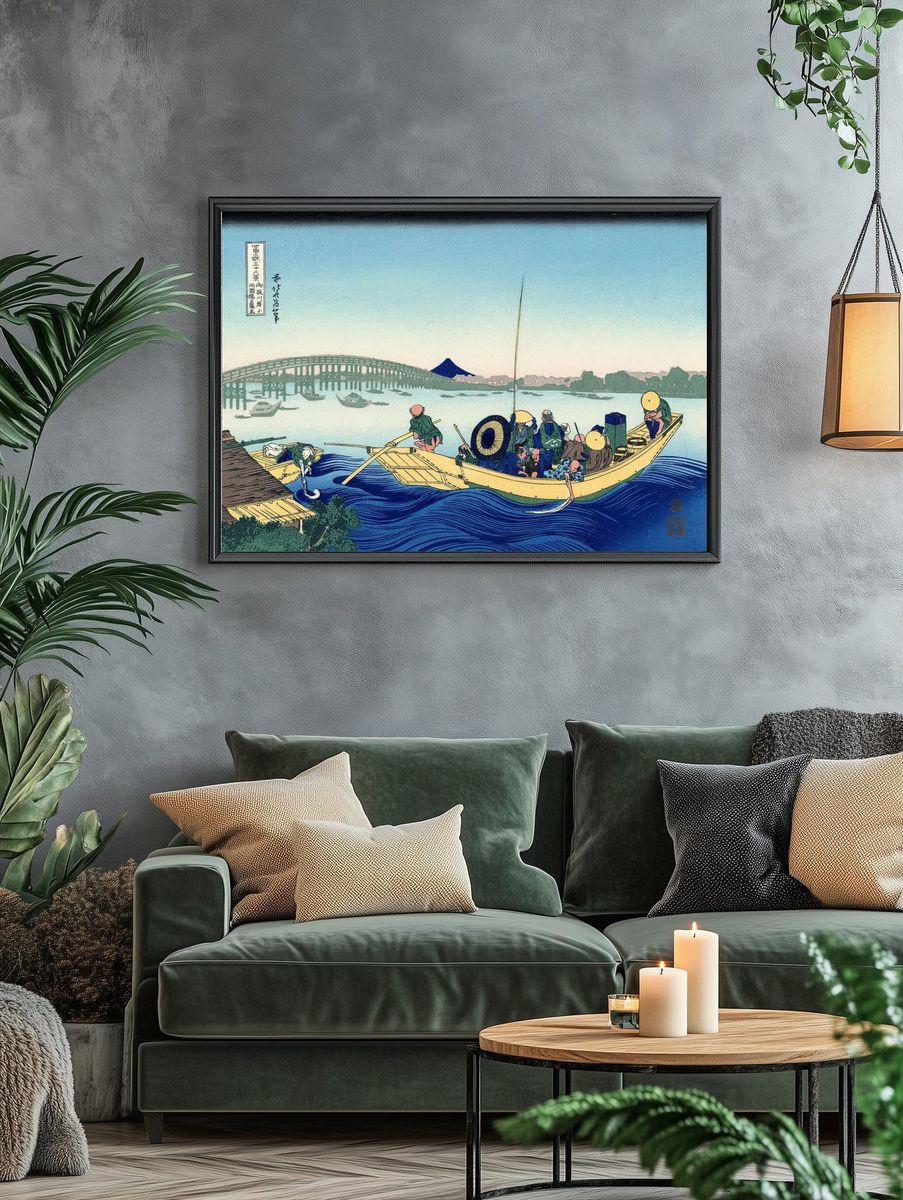 Katsushika Hokusai's Sunset Ryōgoku bridge. — room view 4