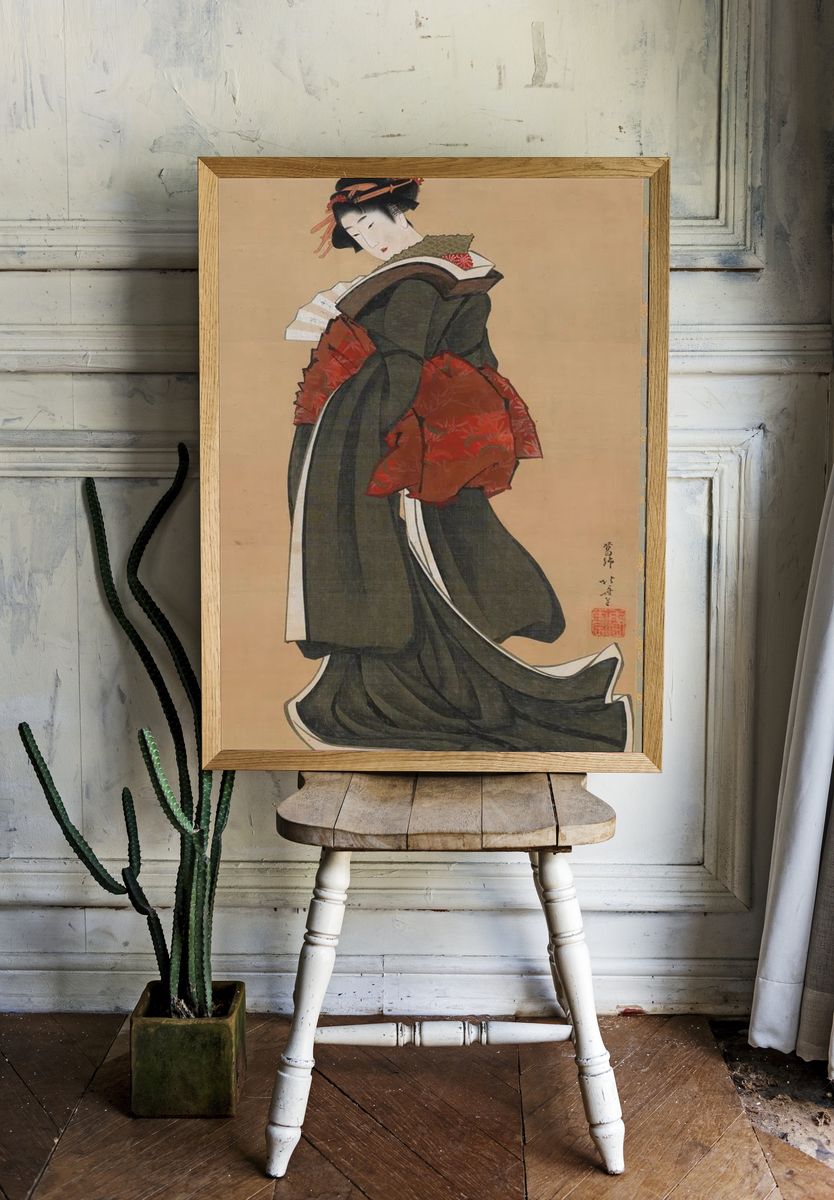 Woman Holding Fan by Katsushika Hokusai — Art Print room preview