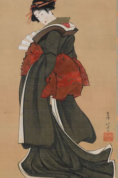 Woman Holding Fan by Katsushika Hokusai — Art Print. poster print