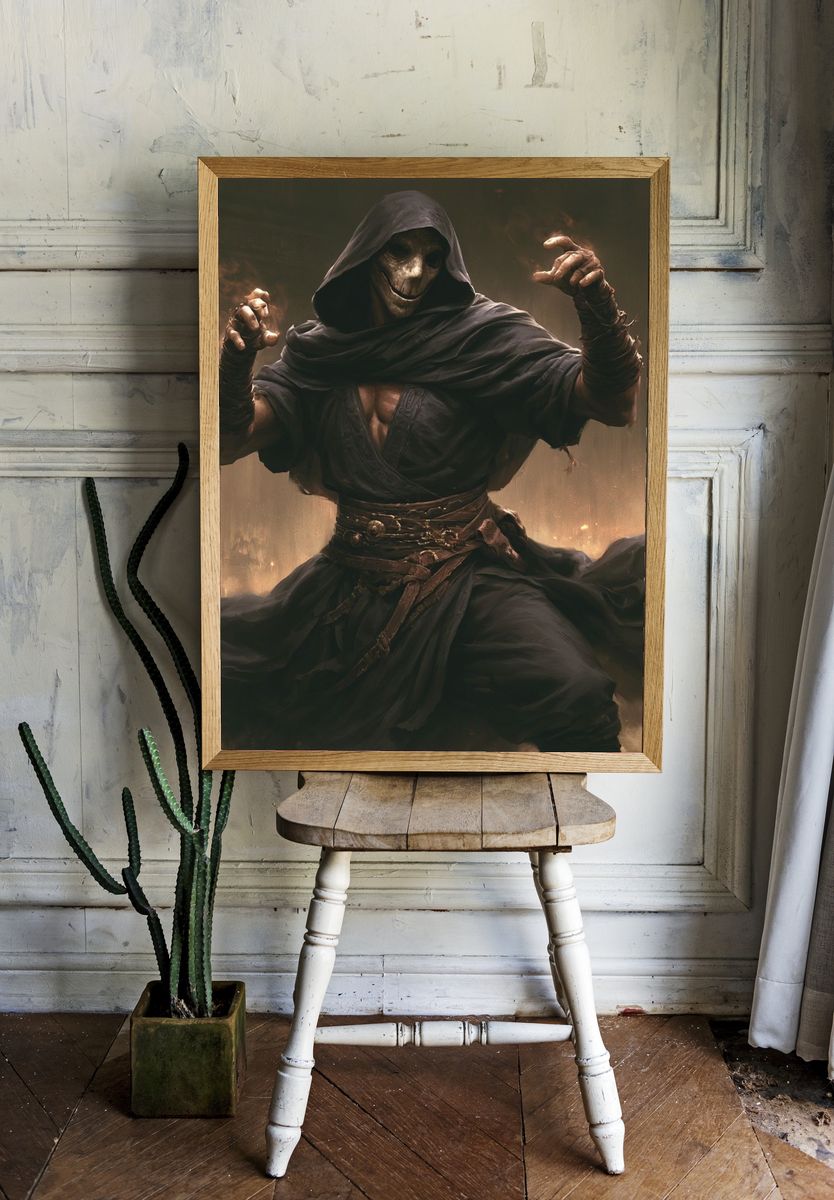 Hooded Reaper Fantasy Illustration Poster. — room view 1