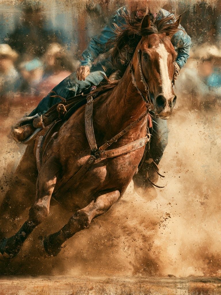 Cowboy Horse Racing Photography Poster. poster detail