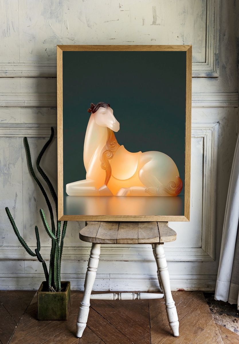 Abstract Horse Sculpture Print. — room view 1