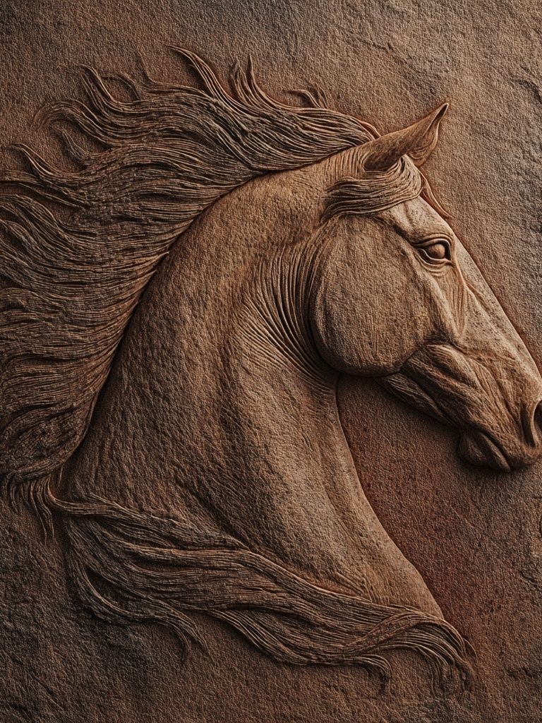 Horse Relief Sculpture Print. poster detail