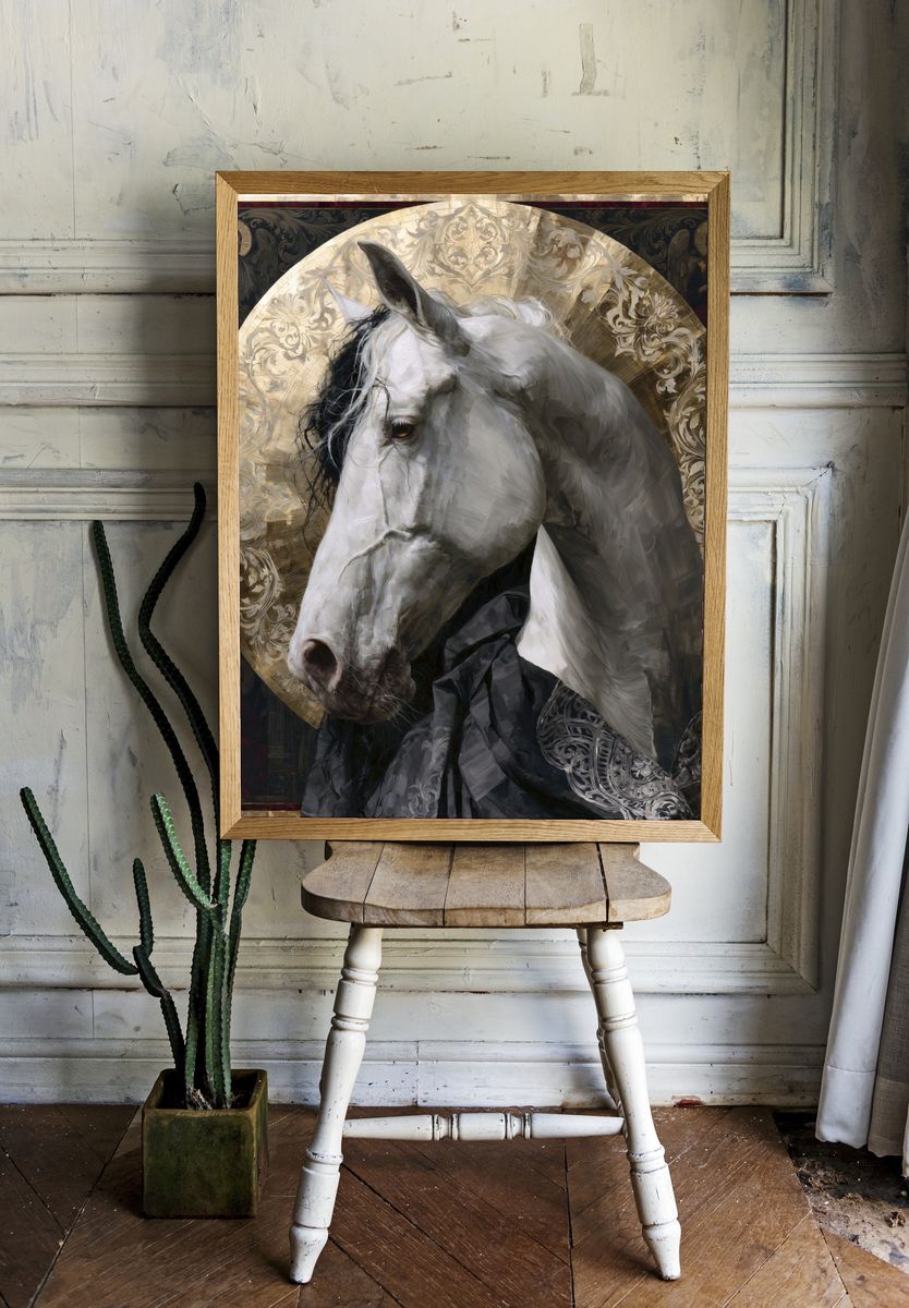 White Horse Iconic Fine-Art Poster. — room view 1