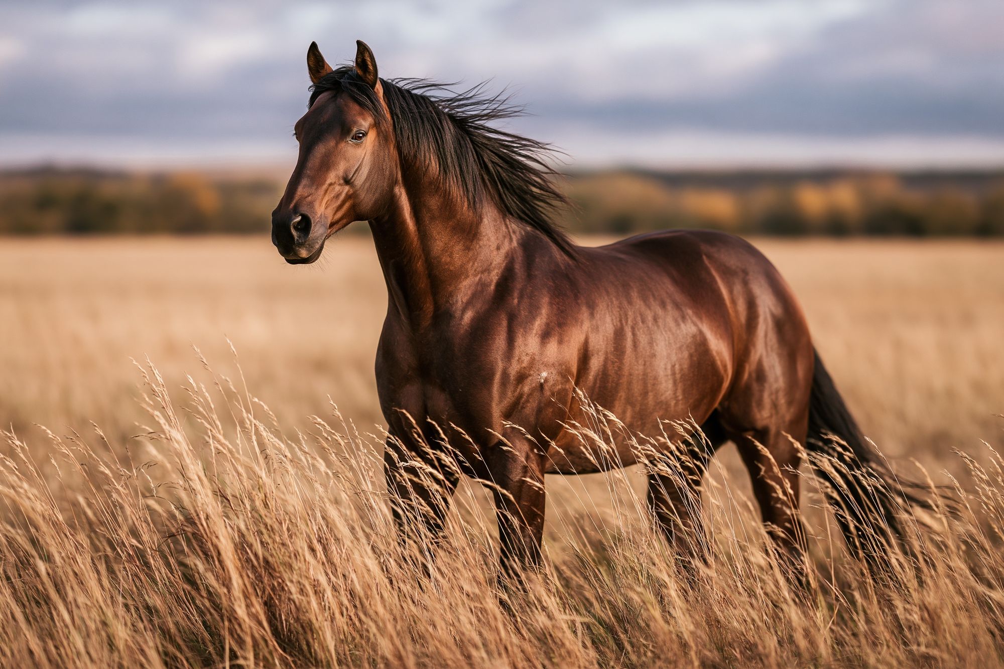 Majestic Horse in Meadow Photography Poster. poster — animals art
