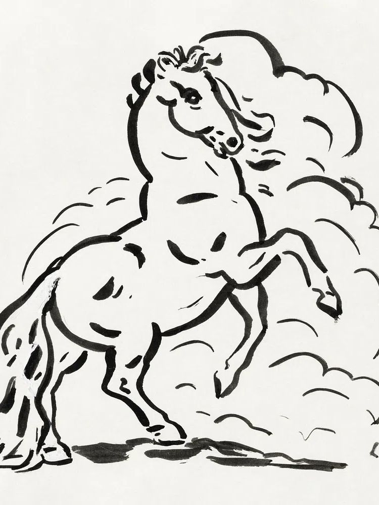 Rearing horse (ca. 1891–1941) drawing. poster detail