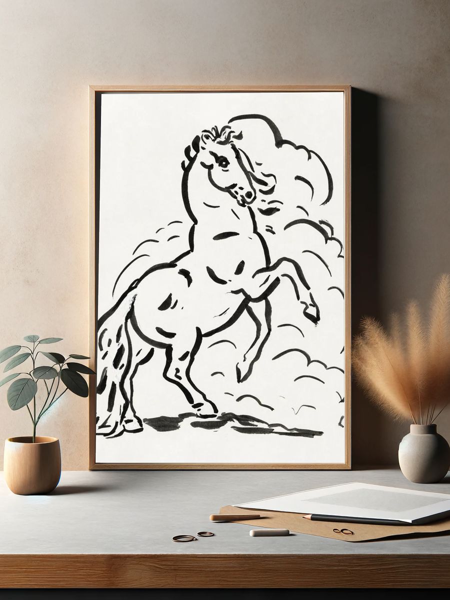 Rearing horse (ca. 1891–1941) drawing. — room view 2