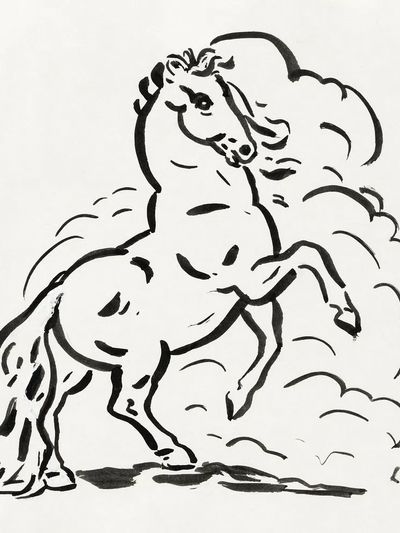 Rearing horse (ca. 1891–1941) drawing. poster