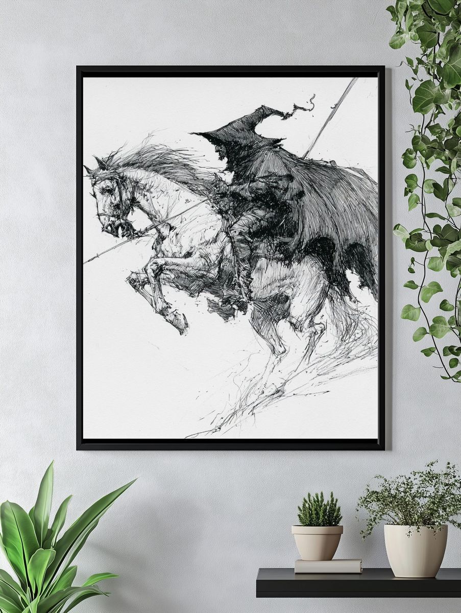 Galloping Horse Ink Poster. — room view 4