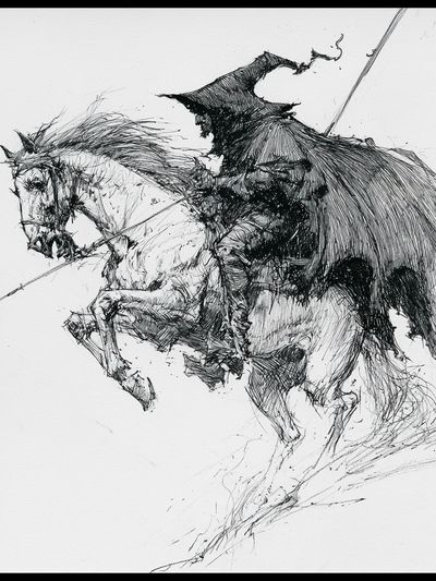 Galloping Horse Ink Poster. poster