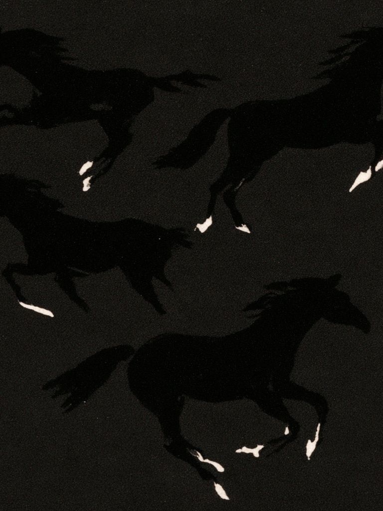 Galloping Horses Black-White Poster. poster detail