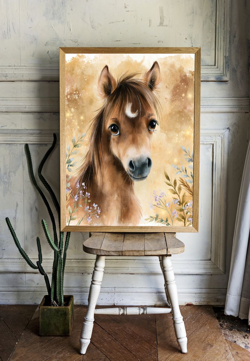 Dreamy Horse Watercolor Poster. — room view 1