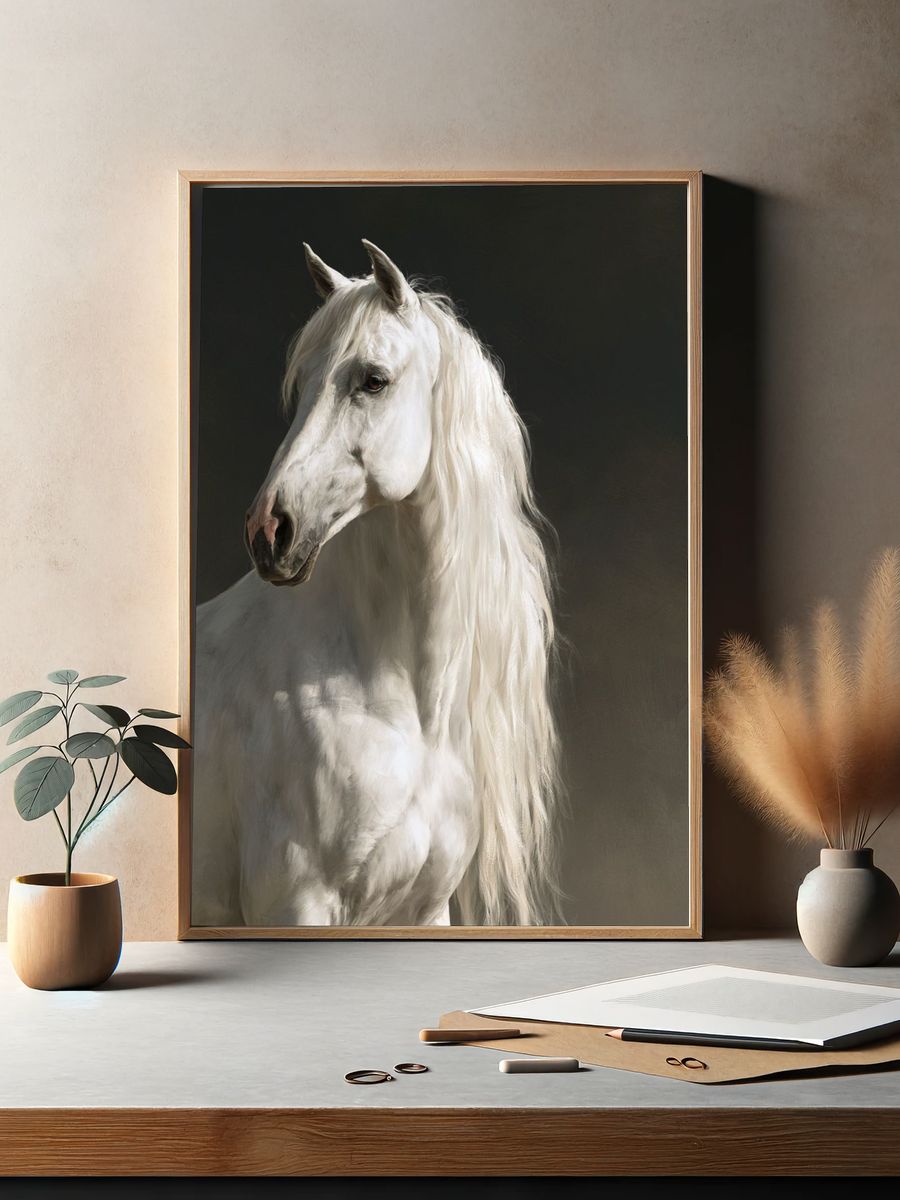 White Horse Portrait Photography Poster. — room view 2