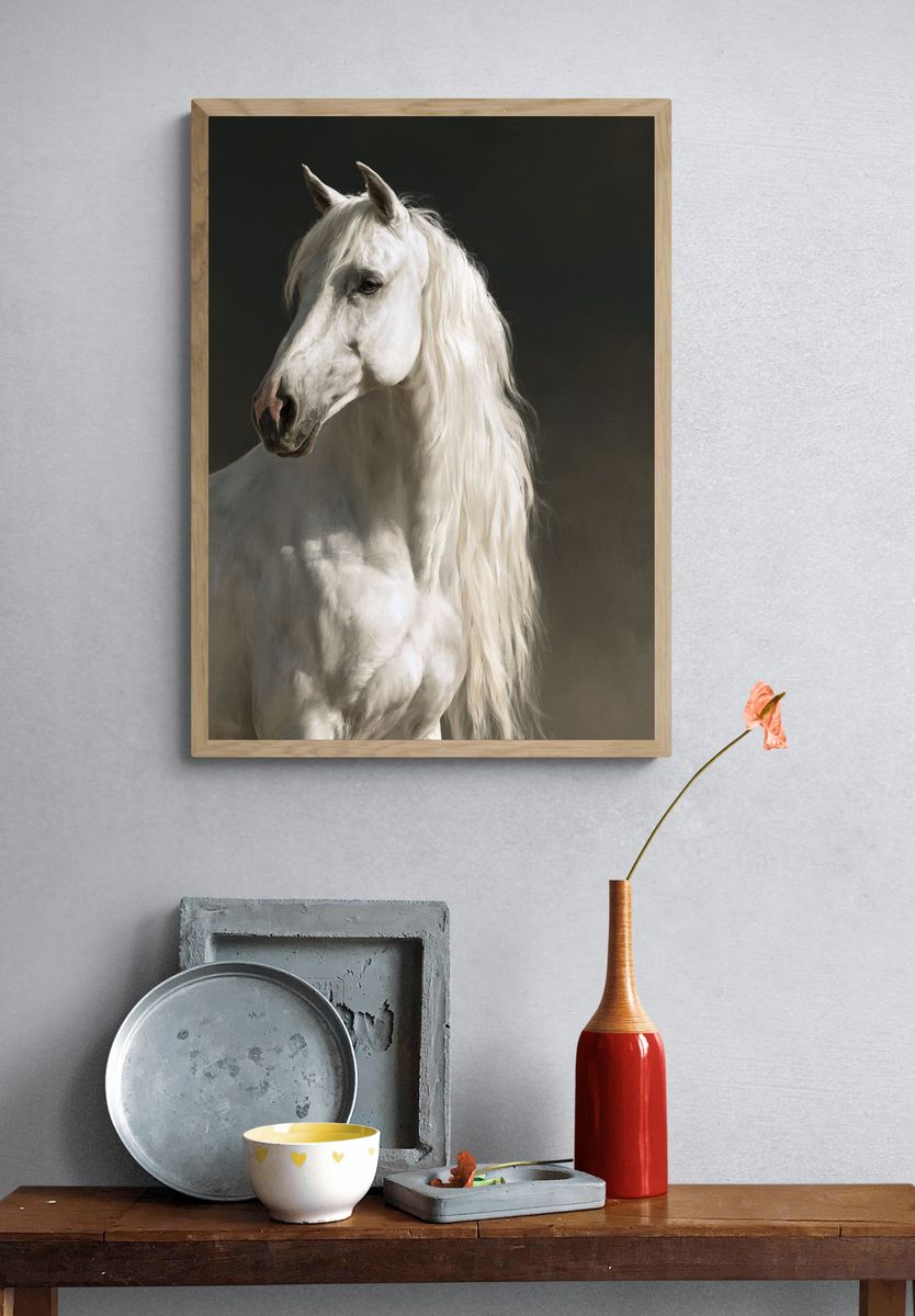 White Horse Portrait Photography Poster. — room view 3