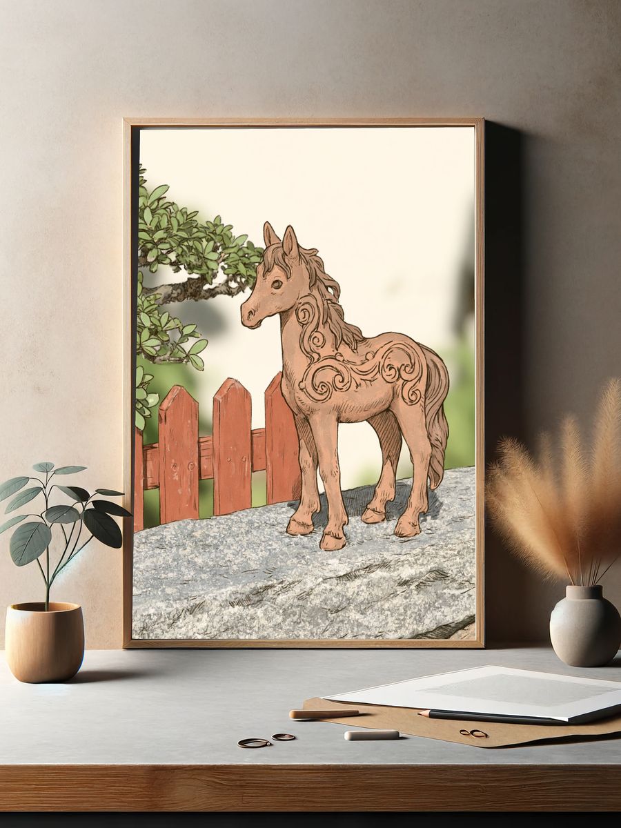 Decorative Horse Illustration Poster. — room view 2