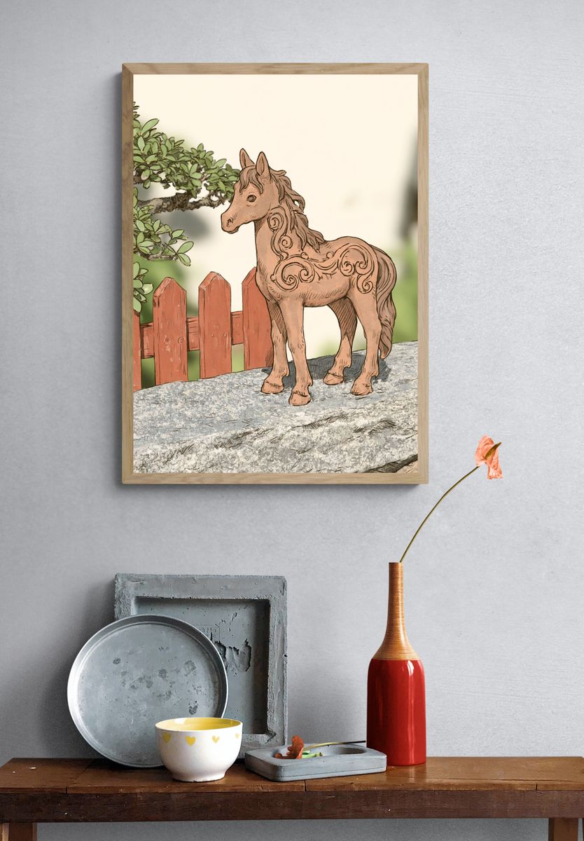 Decorative Horse Illustration Poster. — room view 3