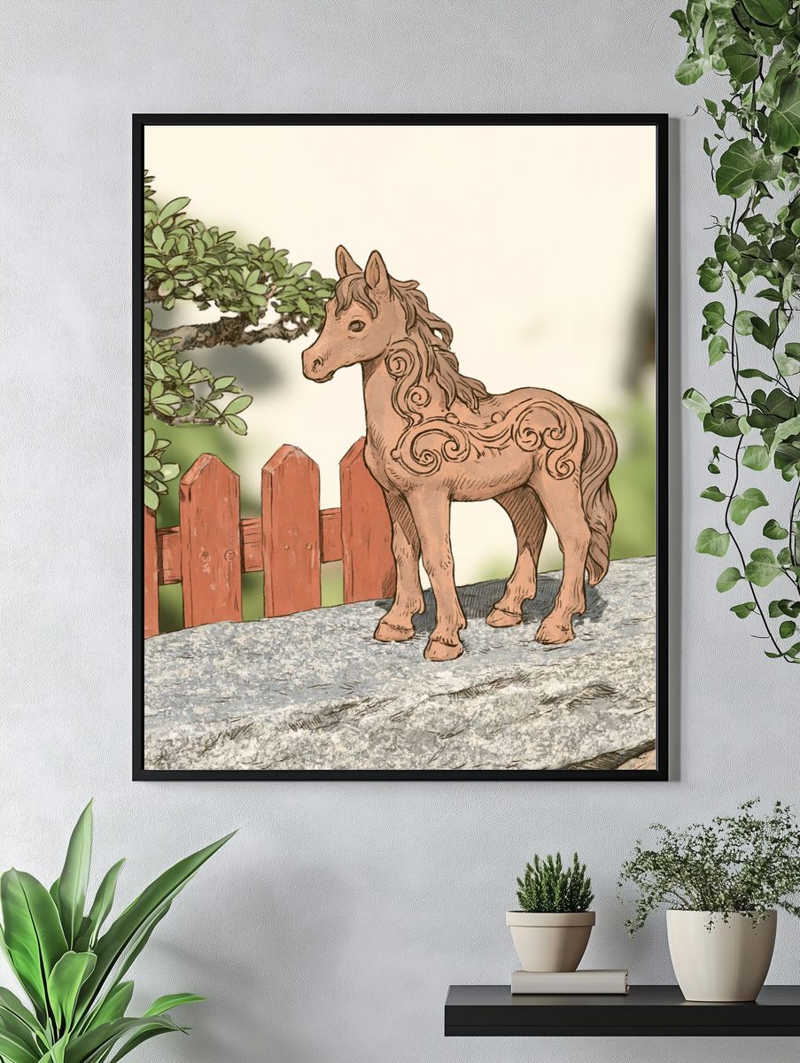 Decorative Horse Illustration Poster. — room view 4