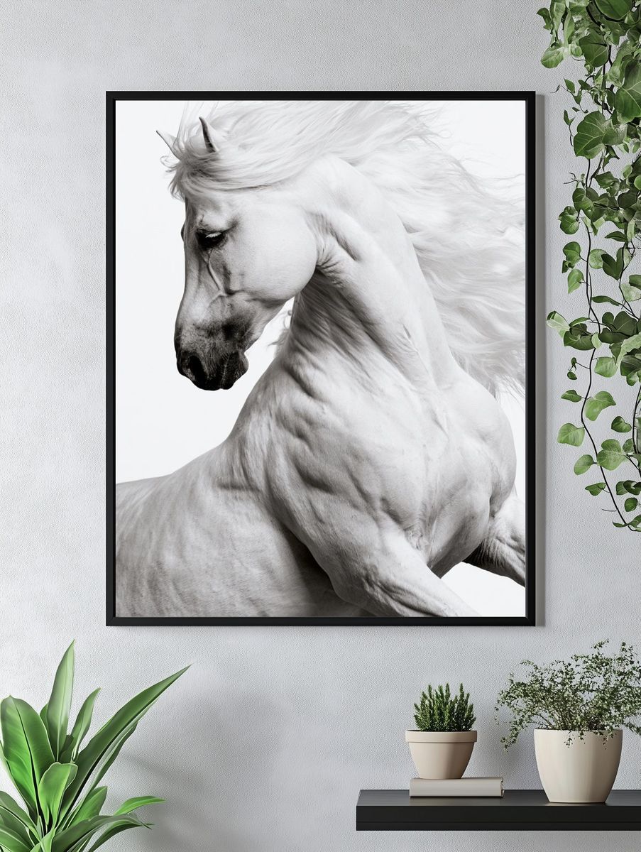 White Horse Portrait Photography Poster. — room view 4