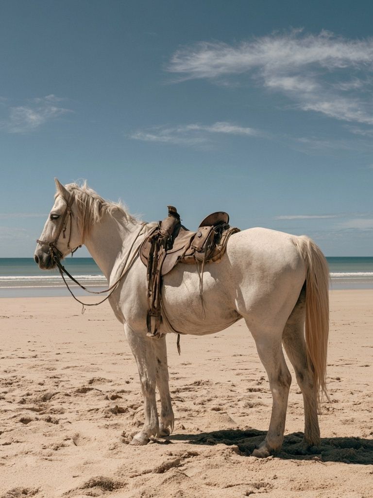 White Horse on Beach Photography Poster. poster — animals art