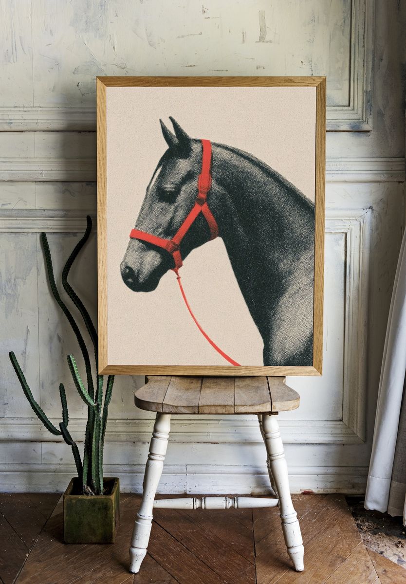 Horse Portrait Vintage Print. — room view 1