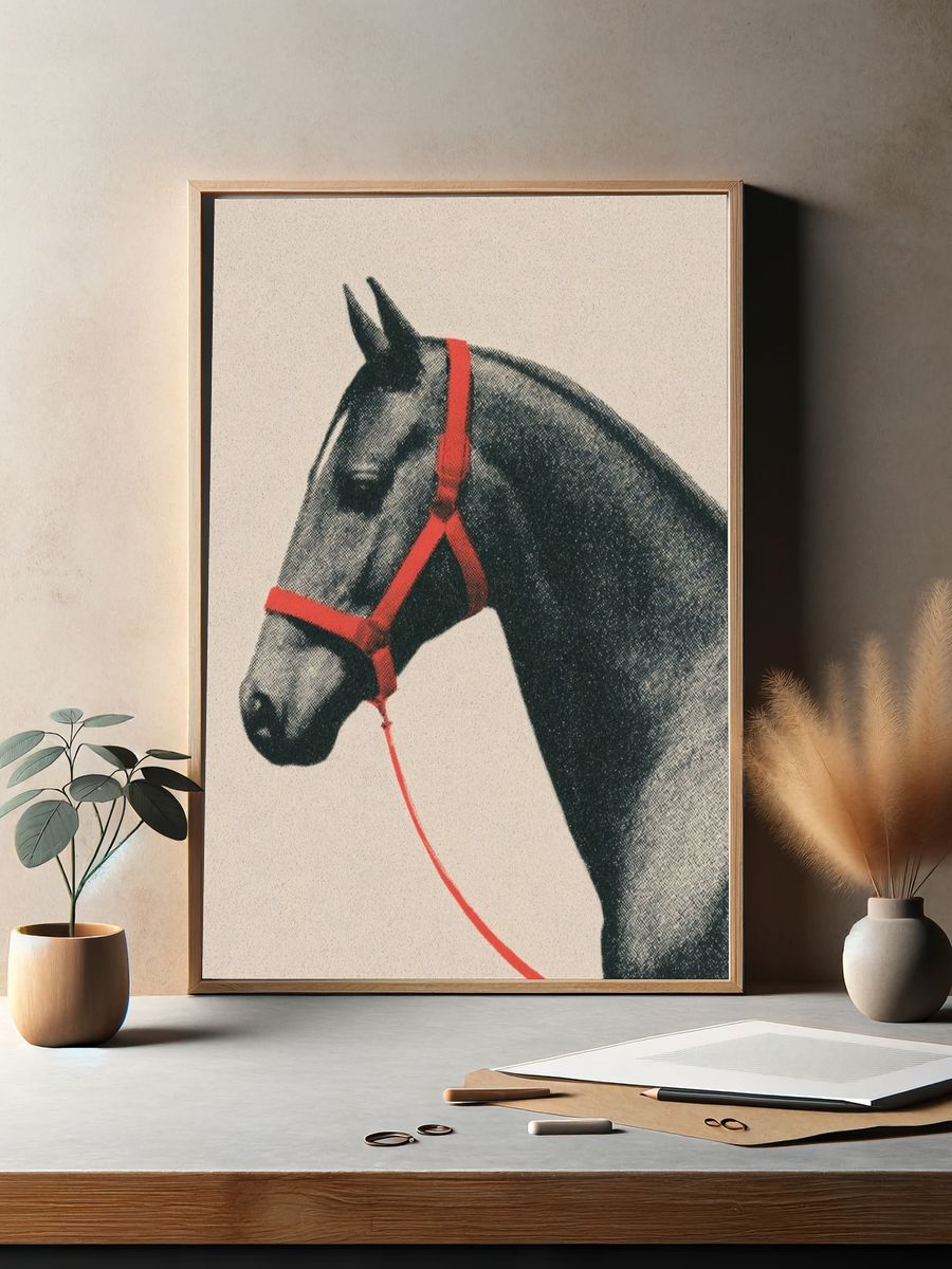 Horse Portrait Vintage Print. — room view 2