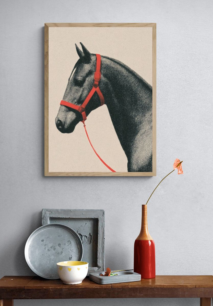 Horse Portrait Vintage Print. — room view 3