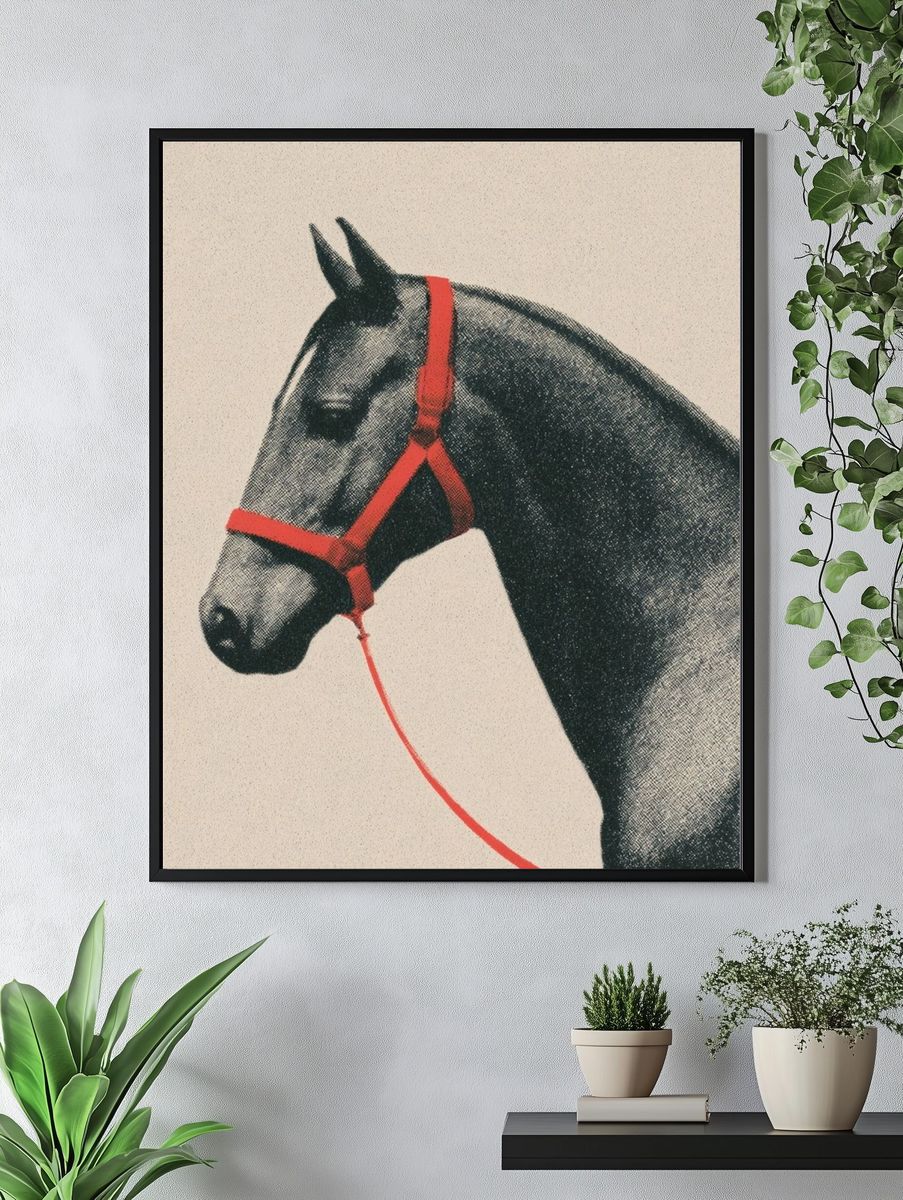 Horse Portrait Vintage Print. — room view 4