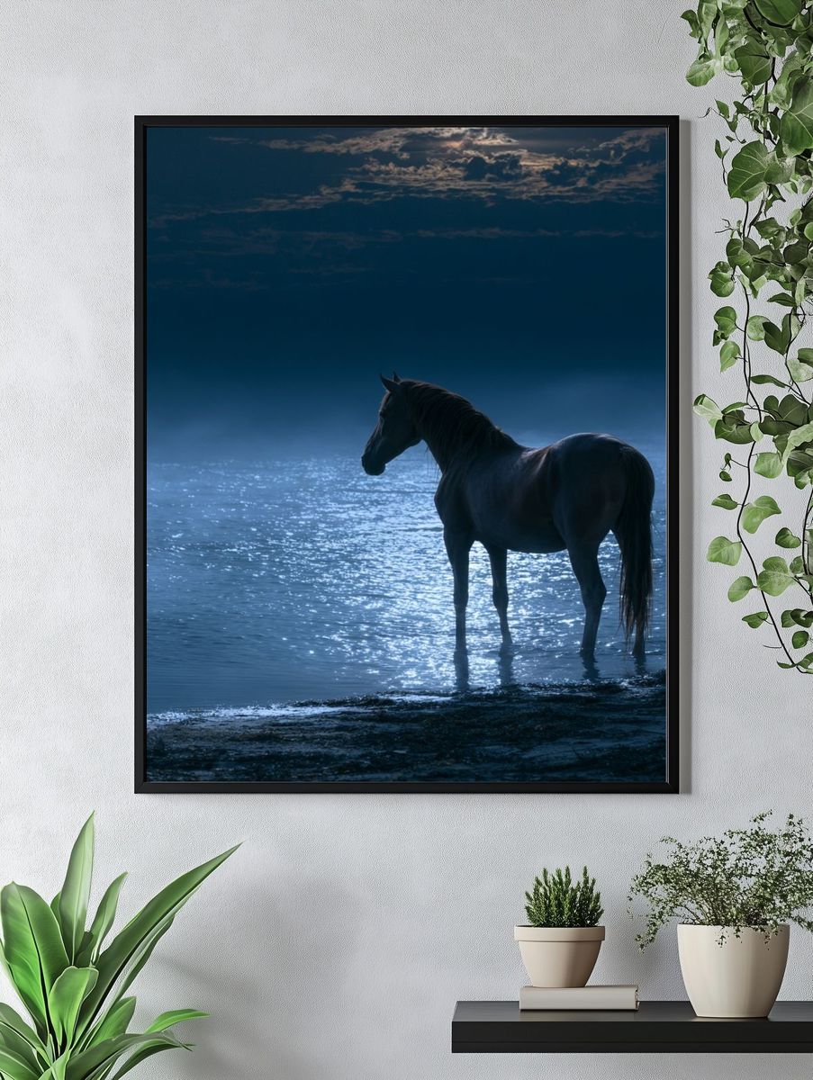 Moonlit Horse by the Water Poster. — room view 4