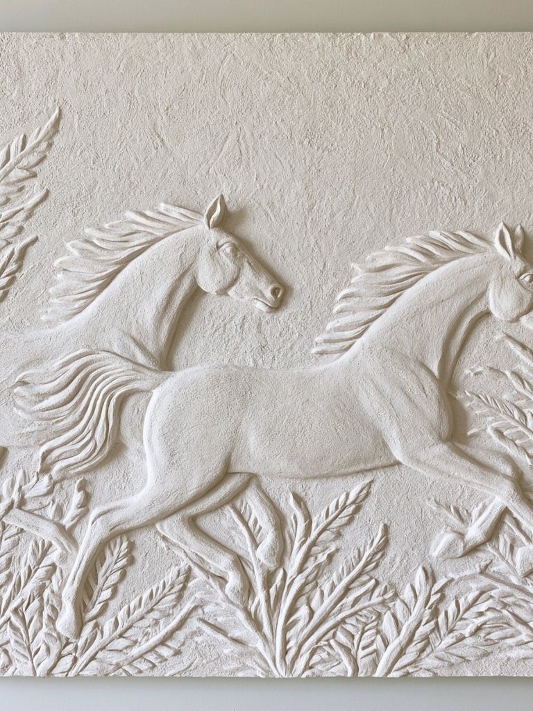 Galloping Horses Relief Print. poster — animals art