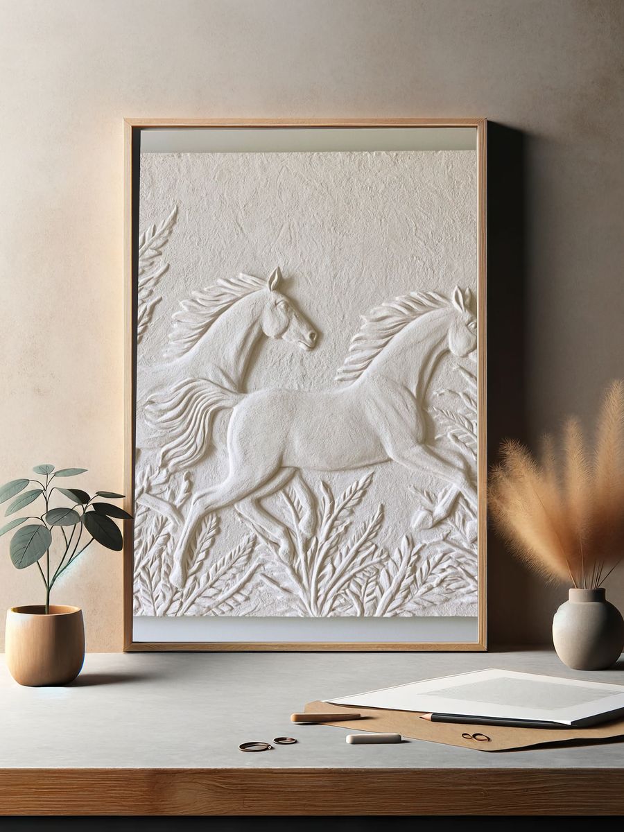 Galloping Horses Relief Print. — room view 2