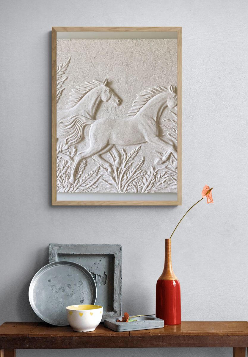 Galloping Horses Relief Print. — room view 3