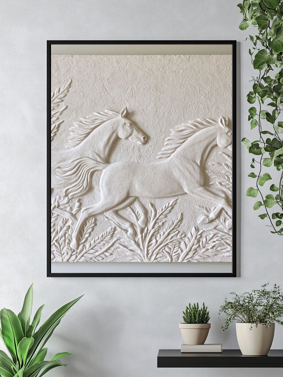 Galloping Horses Relief Print. — room view 4