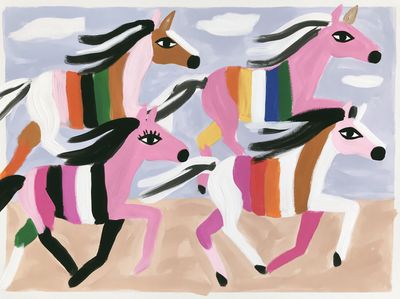 Galloping Horses Contemporary Print. poster