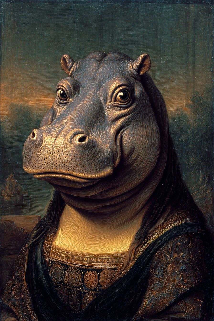 Hippo in Renaissance Style Poster. poster — fine-art art