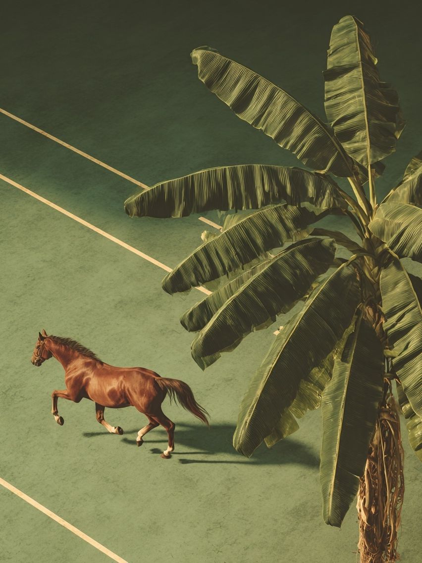 Horse and Palm Tree — Fine Art Print. poster detail