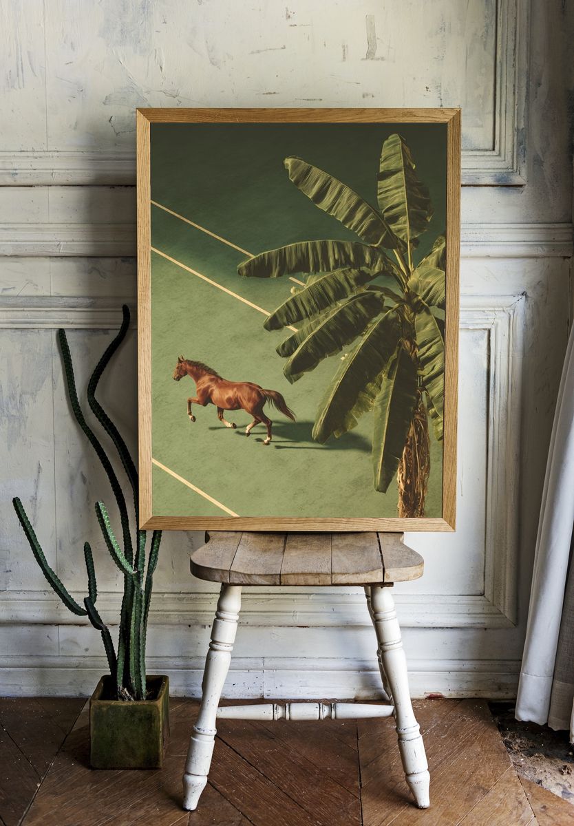 Horse and Palm Tree — Fine Art Print room preview